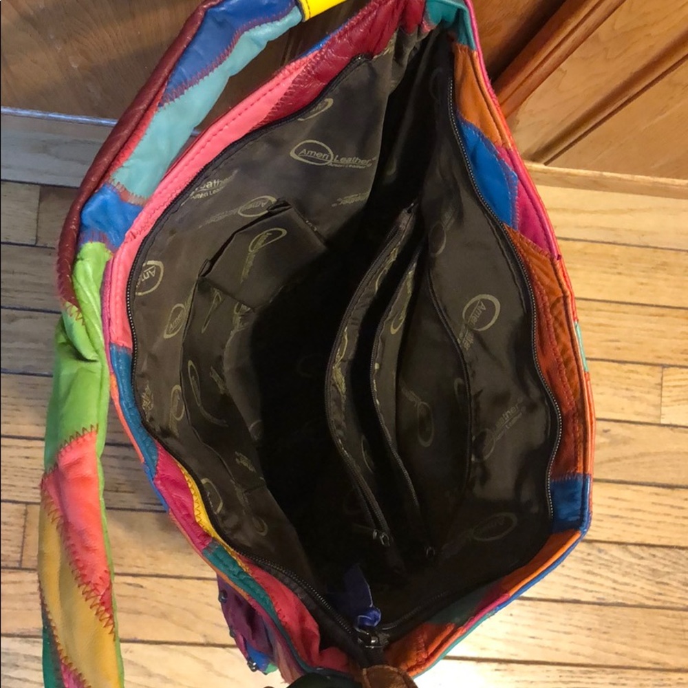 Real Leather Patchwork Skull Shoulder Bag Like New - image 4